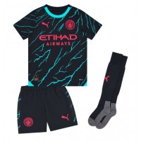 Billiga Manchester City Jeremy Doku #11 Barnkläder Tredje fotbollskläder till baby 2023-24 Kortärmad (+ Korta byxor)